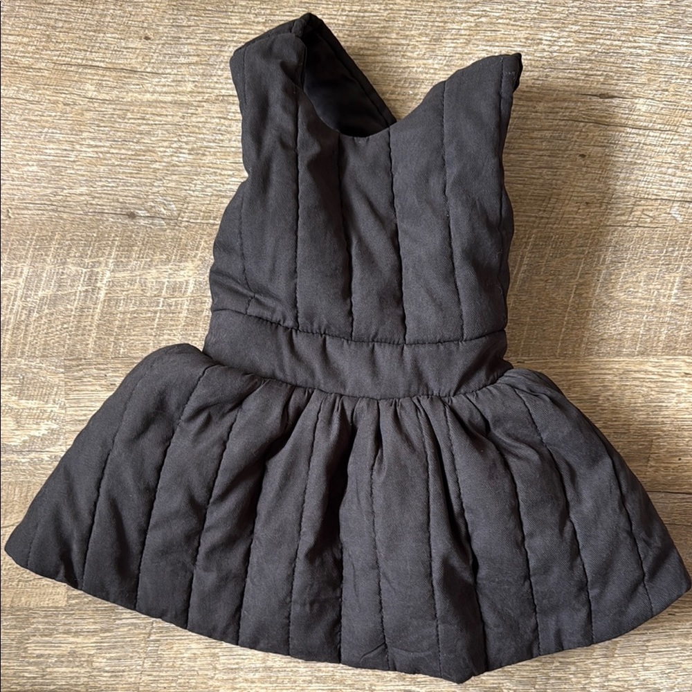 Omani Mini Baby Poplin Quilted Pinafore Black Dress Size 6-12 Months